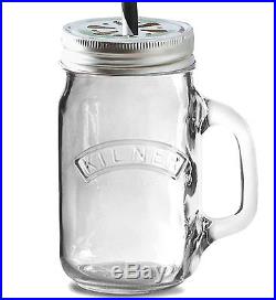 48 Piece Kilner Clear Summer BBQ Party Glass Handled Drinks Mug Jars With Lid