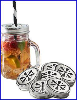 48 Piece Kilner Clear Summer BBQ Party Glass Handled Drinks Mug Jars With Lid
