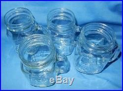 4 Chicken / Rooster 16 oz Drinking Jar Clear Glass Country Fair Mason Jar Handle
