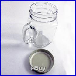 4 Mason Jar With Handle Lid Mug Rustic Bridal Wedding Drinking Glass 13.5 oz