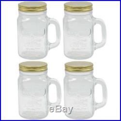 4 Mason Jar With Handle Mug Rustic Bridal Wedding Drinking Clear Glass 16oz New