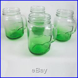 4 Mason Jar With Handle Mug Rustic Bridal Wedding Drinking Glass Clear 17.5 Oz