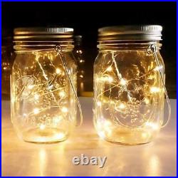 4 Pack Solar Powered Mason Jar Lights(Mason/Handle Included), 20 LED Rechargeable