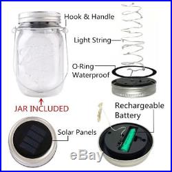 4-Pack Solar-Powered Mason Jar Lights (Mason Jar & Handle Included), 10 Bulbs
