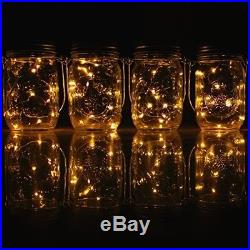 4-Pack Solar-powered Mason Jar Lights (Mason Jar and Handle Included), 10 Bulbs