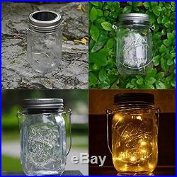 4-Pack Solar-powered Mason Jar Lights (Mason Jar and Handle Included), 10 Bulbs