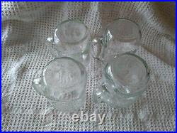 4 Vintage Golden Harvest Drinking Jar Glass Mugs With Handle 32oz Regular Mouth