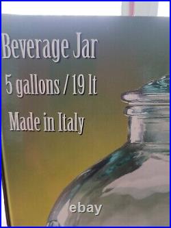 5-Gallon Italian Glass Chilled Cold Beverage Jar / Jug NIB
