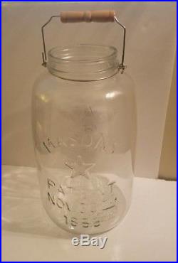 5 Gallon Mason Glass Jar American Eagle Patent Nov 30, 1858 Wire Handle