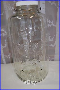 5 Gallon Mason Glass Jar w Lid & American Eagle Patent Nov 30, 1858 Wire Handle