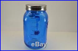 6 Mason Craft & More 32 Oz. Large Glass Mason Jar Mug Handle Lid Dark Blue New
