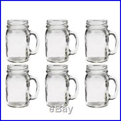 6 Mason Jar Mug With Handle Rustic Bridal Wedding Drinking Clear Glass 16oz New