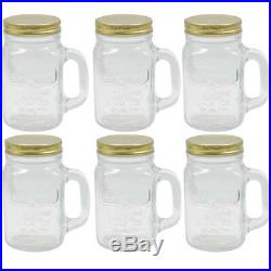6 Mason Jar With Handle Mug Rustic Bridal Wedding Drinking Desserts Glass 16oz