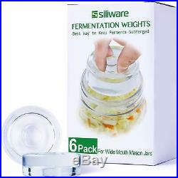 6-Pack Easy Fermentation Glass Weights with Handles for Any Wide Mouth Mason Jar