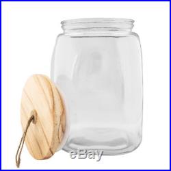 6pk Glass Storage Jars with Fresh Seal Wood Rope Handle Lids 91oz Storage