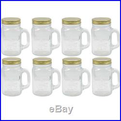 8 Mason Jar With Handle Lid Mug Rustic Bridal Wedding Drinking Glass Clear 16oz