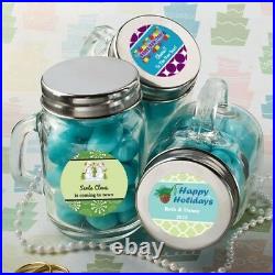 96 Personalized Themed Mini Glass Mason Candy Jars Wedding Bridal Shower Favors