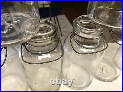 9 Vintage Hazel Atlas & Cleveland Fruit Co Glass 1/2 Gallon Canning Jars Handles