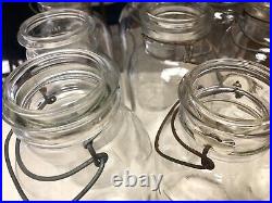 9 Vintage Hazel Atlas & Cleveland Fruit Co Glass 1/2 Gallon Canning Jars Handles