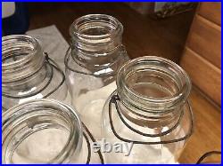 9 Vintage Hazel Atlas & Cleveland Fruit Co Glass 1/2 Gallon Canning Jars Handles