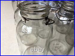 9 Vintage Hazel Atlas & Cleveland Fruit Co Glass 1/2 Gallon Canning Jars Handles