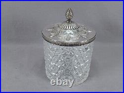 ABP American Brilliant Period Russian Canterbury Cut Glass & Silverplate Jar