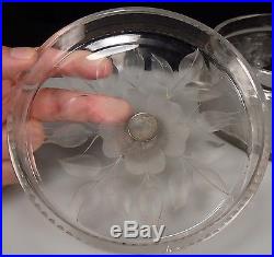 ABP Cut Glass Vanity Powder Jar with Guilloche Enamel Sterling Handle