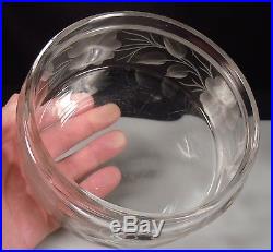 ABP Cut Glass Vanity Powder Jar with Guilloche Enamel Sterling Handle