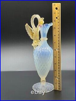 ABSOLUTLY FANTASTIC Venetian Glass Ewer with Dragon Handle, 10.5 Vase