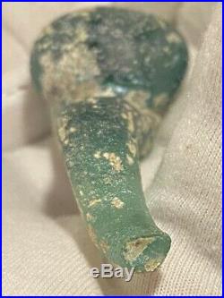 ANCIENT PHOENICIAN ROMAN GLASS 1-3 c AD BIG DROP OR JAR HANDLE