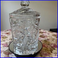 ANTIQUE CRYSTAL BISCUIT COOKIES LIDET JAR 10/6.25-D 24% Lead Crystal Hand Cut