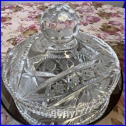 ANTIQUE CRYSTAL BISCUIT COOKIES LIDET JAR 10/6.25-D 24% Lead Crystal Hand Cut