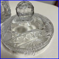 ANTIQUE CRYSTAL BISCUIT COOKIES LIDET JAR 10/6.25-D 24% Lead Crystal Hand Cut