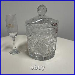 ANTIQUE CRYSTAL BISCUIT COOKIES LIDET JAR 10/6.25-D 24% Lead Crystal Hand Cut