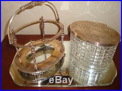 Antique Cut Glass Biscuit Jar With Silver Plated Container & Handle 1900's