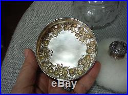 Antique Cut Glass Powder Jar W. Sterling Silver Lid-powder Puff Sterling Handle