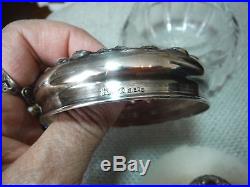 Antique Cut Glass Powder Jar W. Sterling Silver Lid-powder Puff Sterling Handle
