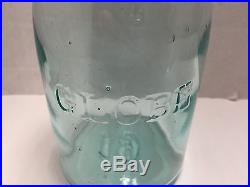 ANTIQUE PRIMITIVE GLOBE AQUA BLUE GLASS MASON FRUIT CANNING JAR BAIL HANDLE #19