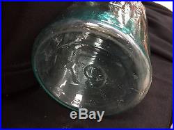 ANTIQUE PRIMITIVE GLOBE AQUA BLUE GLASS MASON FRUIT CANNING JAR BAIL HANDLE #19