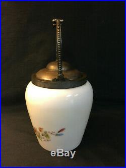 ANTIQUE VICTORIAN ART GLASS WAVECREST CF Monroe BISCUIT JAR with HANDLE