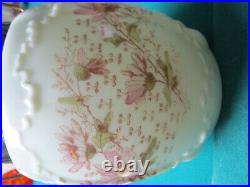ANTIQUE VINTAGE BISCUIT JAR Taylor, Tunnicliffe MILK GLASS FLORAL PINK GLASS PIC