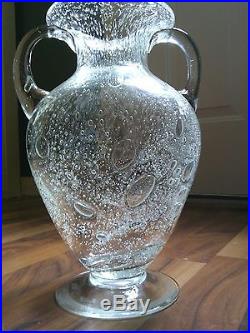 ANTIQUE Vintage Studio ART DUAL HANDLE 10 BUBBLE Glass VASE URN Carafe JAR