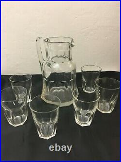 ART DECO crystal glass jar / 6x glasses