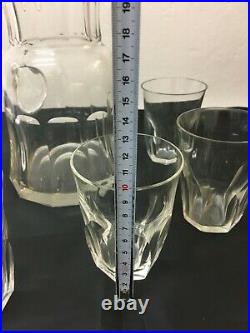 ART DECO crystal glass jar / 6x glasses