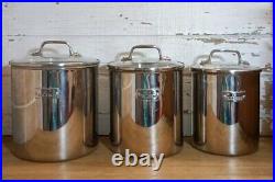 All-Clad Stainless Steel Canisters 3 Piece Glass Lids VERY Rare Find Tight Seal