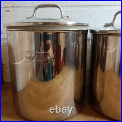 All-Clad Stainless Steel Canisters 3 Piece Glass Lids VERY Rare Find Tight Seal