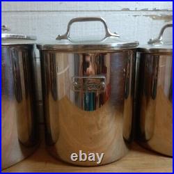 All-Clad Stainless Steel Canisters 3 Piece Glass Lids VERY Rare Find Tight Seal