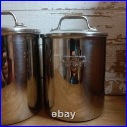 All-Clad Stainless Steel Canisters 3 Piece Glass Lids VERY Rare Find Tight Seal