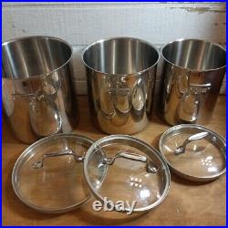 All-Clad Stainless Steel Canisters 3 Piece Glass Lids VERY Rare Find Tight Seal