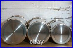 All-Clad Stainless Steel Canisters 3 Piece Glass Lids VERY Rare Find Tight Seal